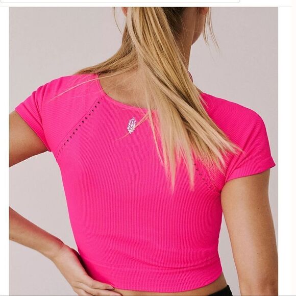 Free People, Cut it out short sleeve tank, Extra Large, Hot Pink - Picture 2 of 9